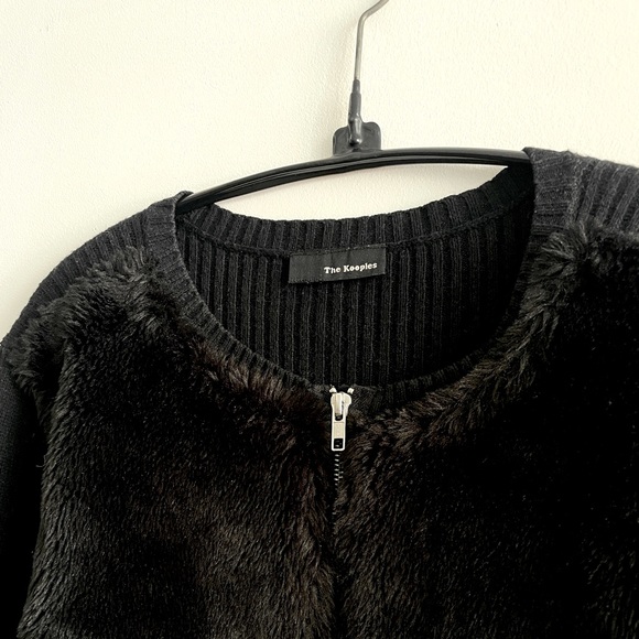 The Kooples Faux Fur Cardigan Zip Jacket - Picture 2 of 5